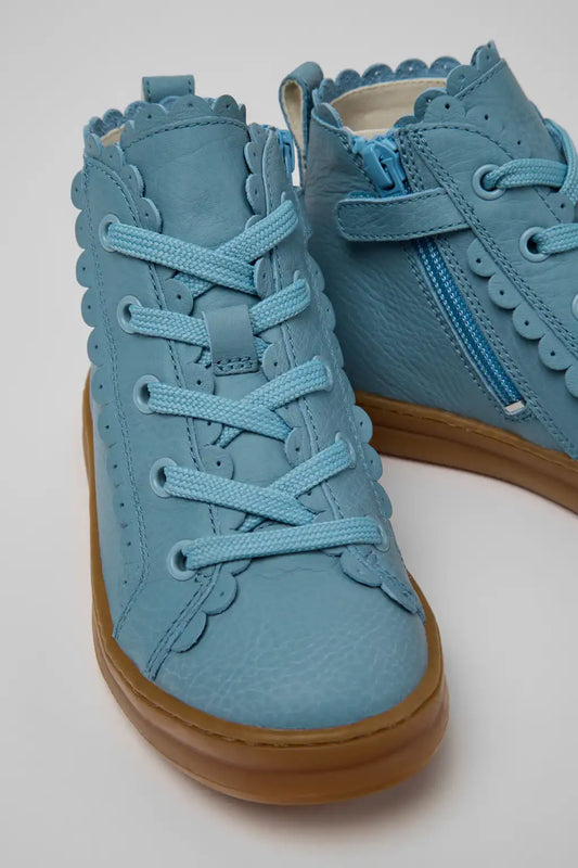 Runner Blue Leather Sneakers for Children.