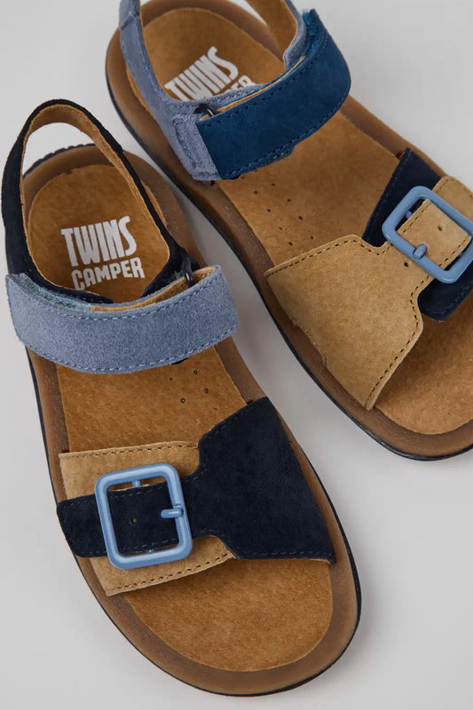 Twins Blue Nubuck Leather Sandals for kids.