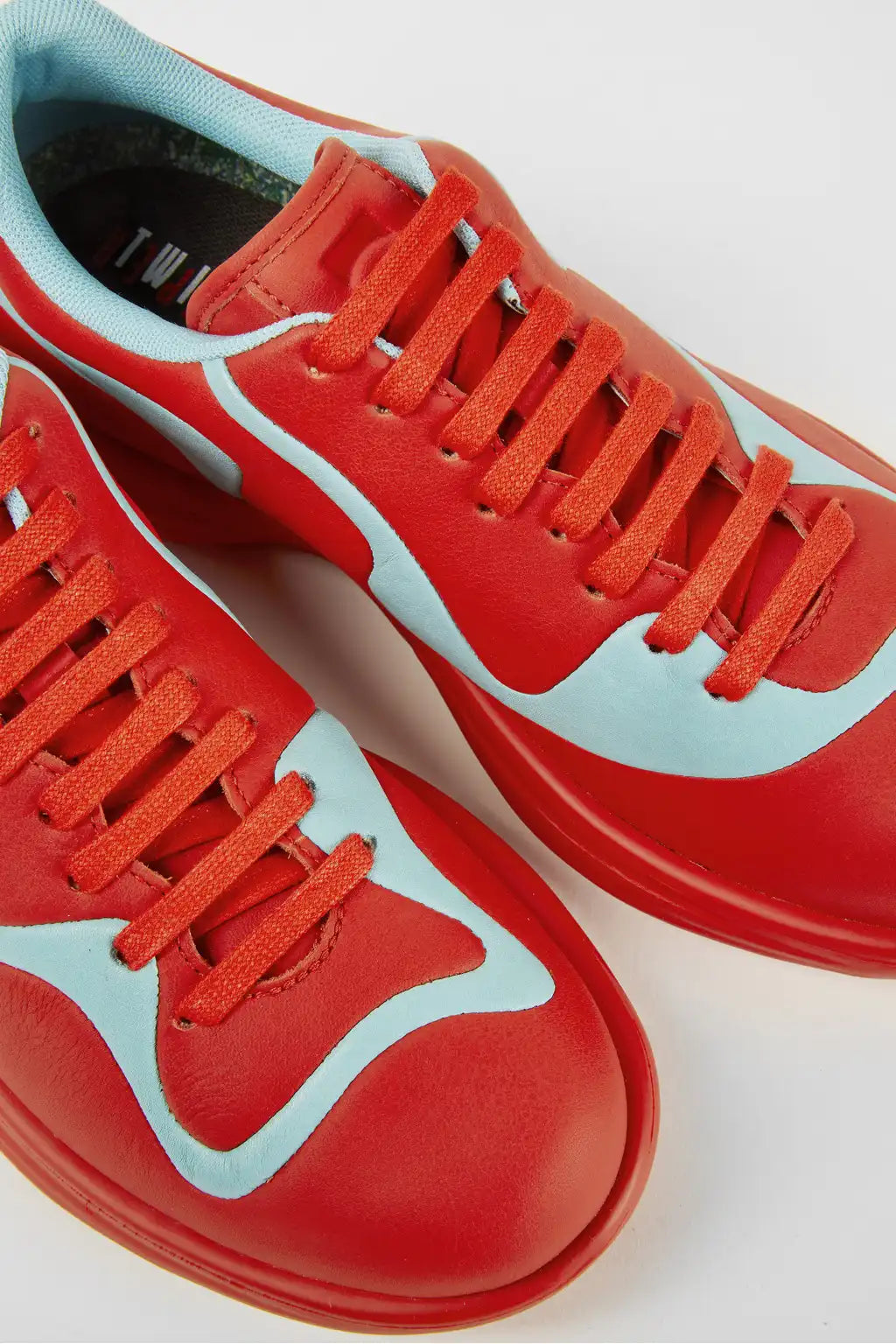 Twins Red and turquoise leather lace-up sneakers