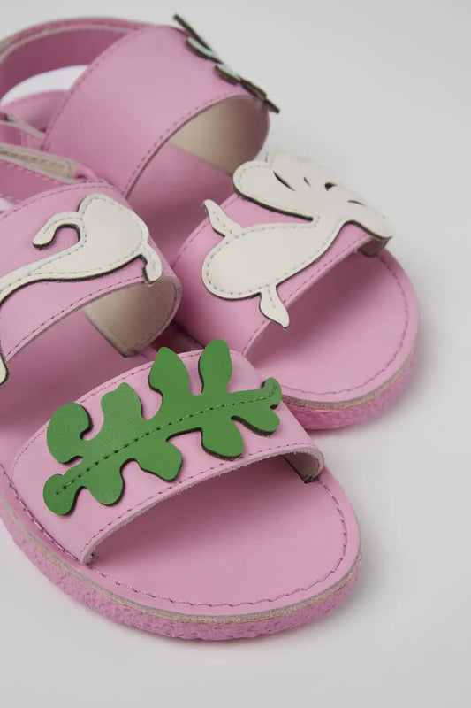 Twins Pink Leather 2-Strap Sandal