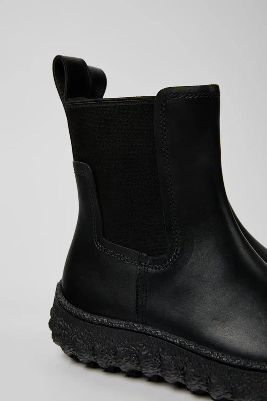 Ground Black Leather Ankle Boots for Women.
