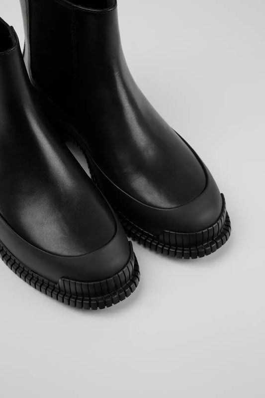 Pix Black Leather Ankle Boots for Women.