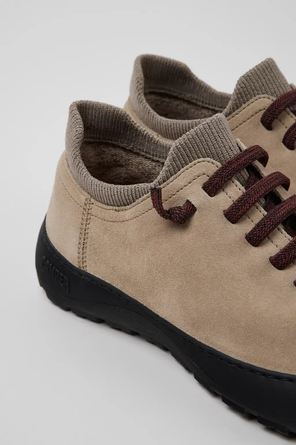 Peu Serra Black and Gray Regenerative Leather and Textile Shoes for Men.