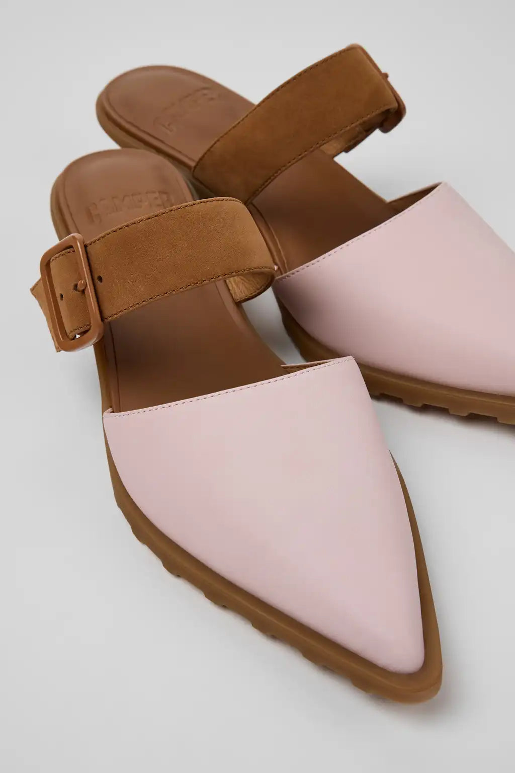Anita Black Leather Semi-Open Shoes for Women.