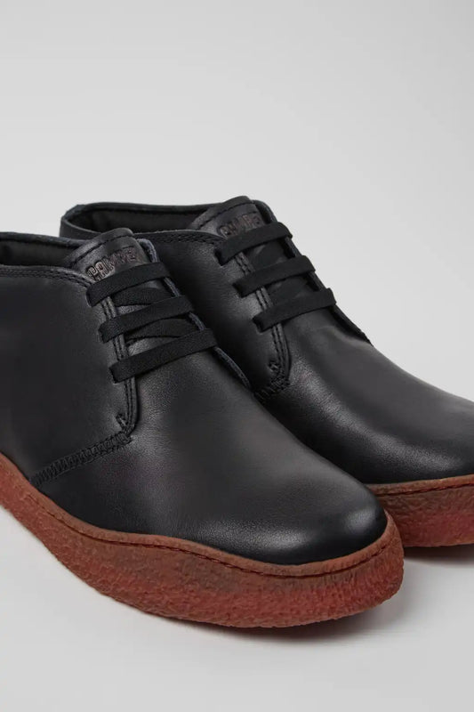 Peu Terreno Black Leather Ankle Boots for Men.