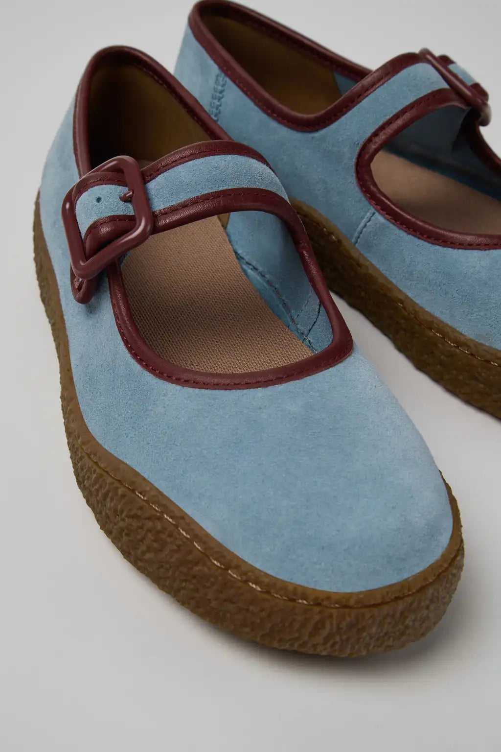 Peu Terreno Blue Suede and Leather Ballerinas for Women.