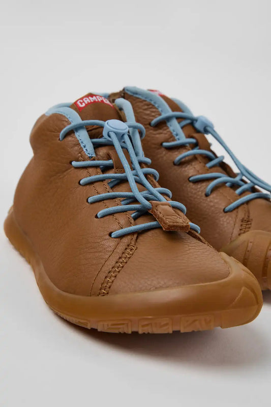 Peu Path Brown Leather Ankle Boots for Children.
