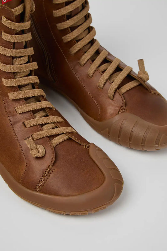 Peu Path+ Brown Leather Ankle Boots for Women.