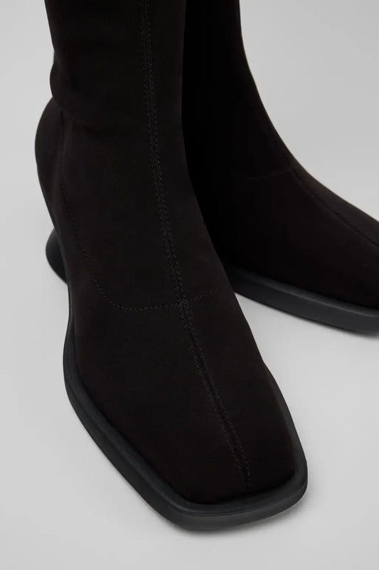Louise Black Textile Ankle Boots for Women.