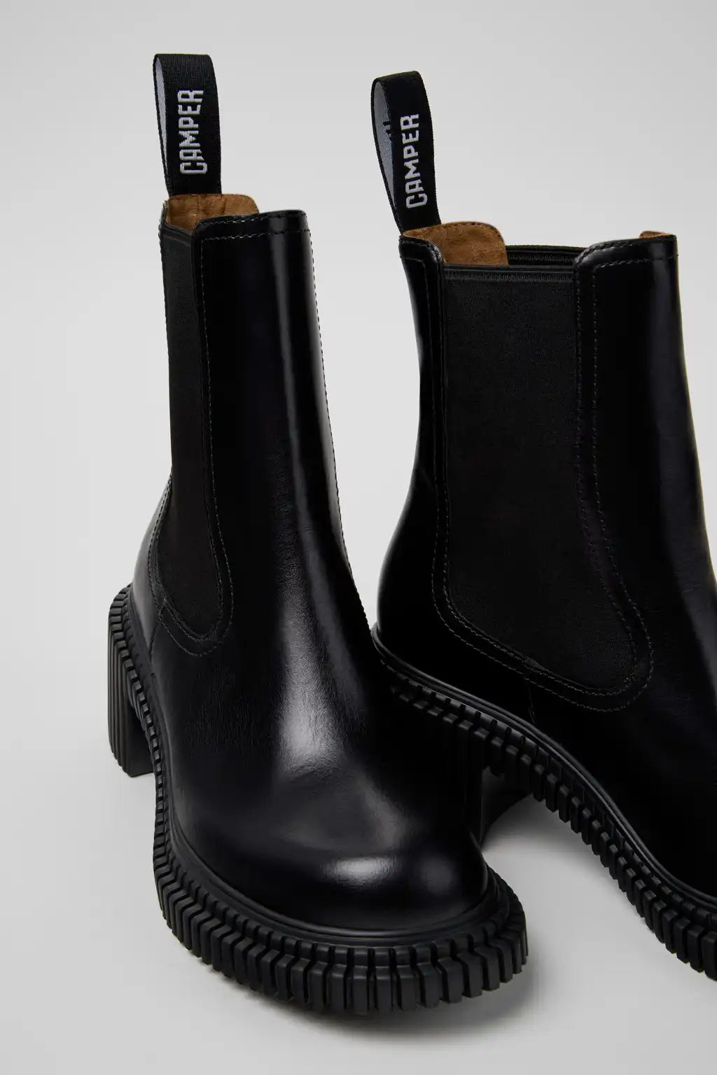 Pix London Black Leather Ankle Boots for Women.