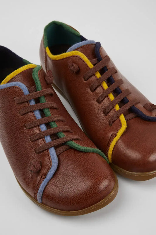 Twins Brown leather and wool shoes for men