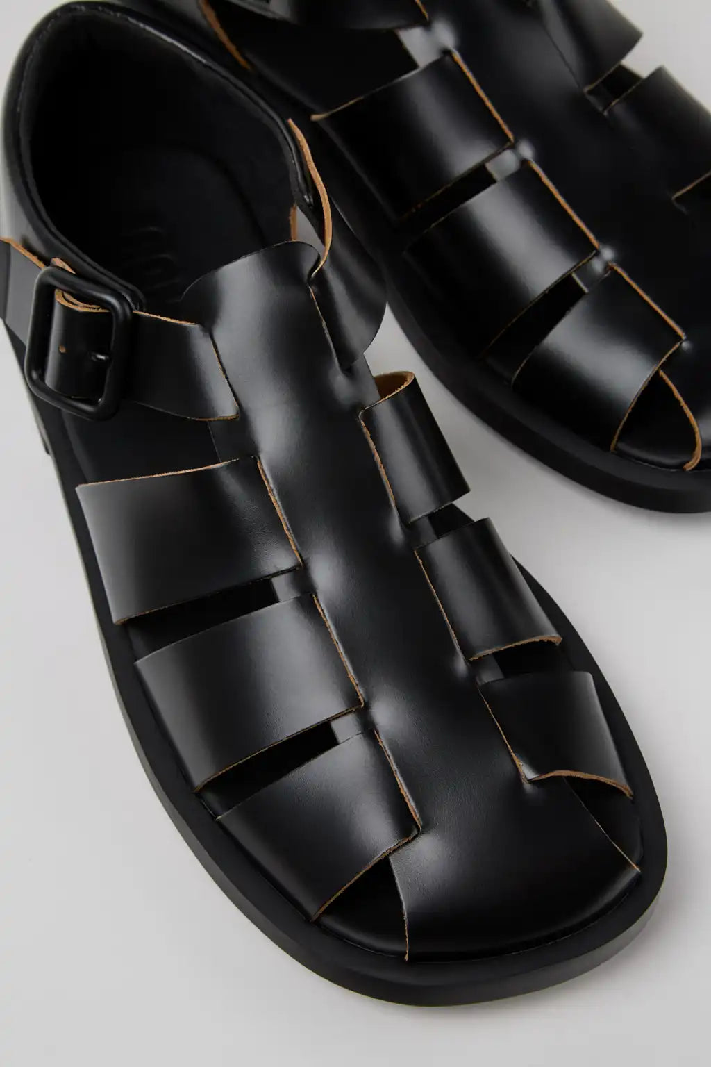 Don Black Leather Sandals for Men.