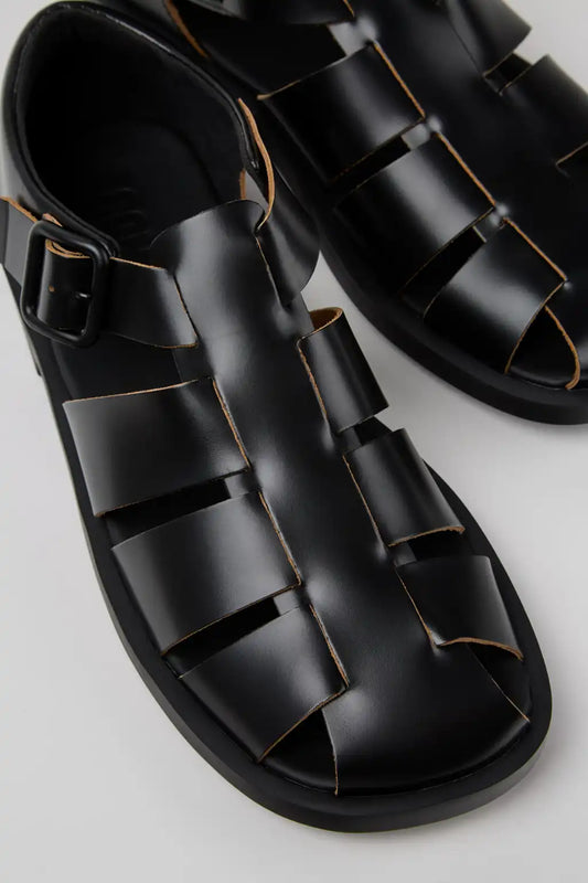 Don Black Leather Sandals for Men.