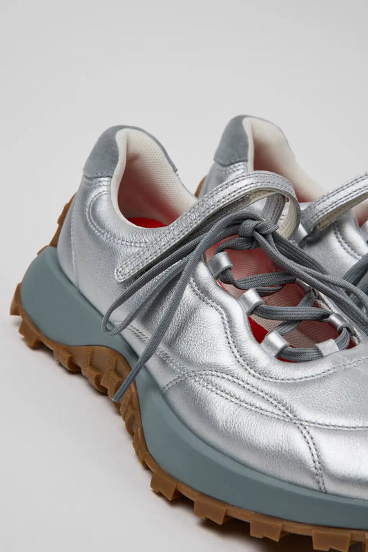 Drift Trail Gray Leather and Nubuck Sneakers for Women.