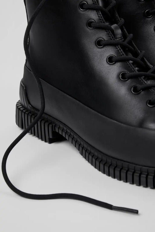 Pix Black Leather Mid Boots for Men.