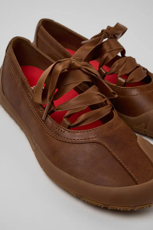 Peu Path+ Brown Leather Ballerinas for Women.