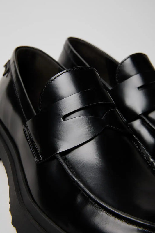 Walden Black Leather Moccasins for Men.