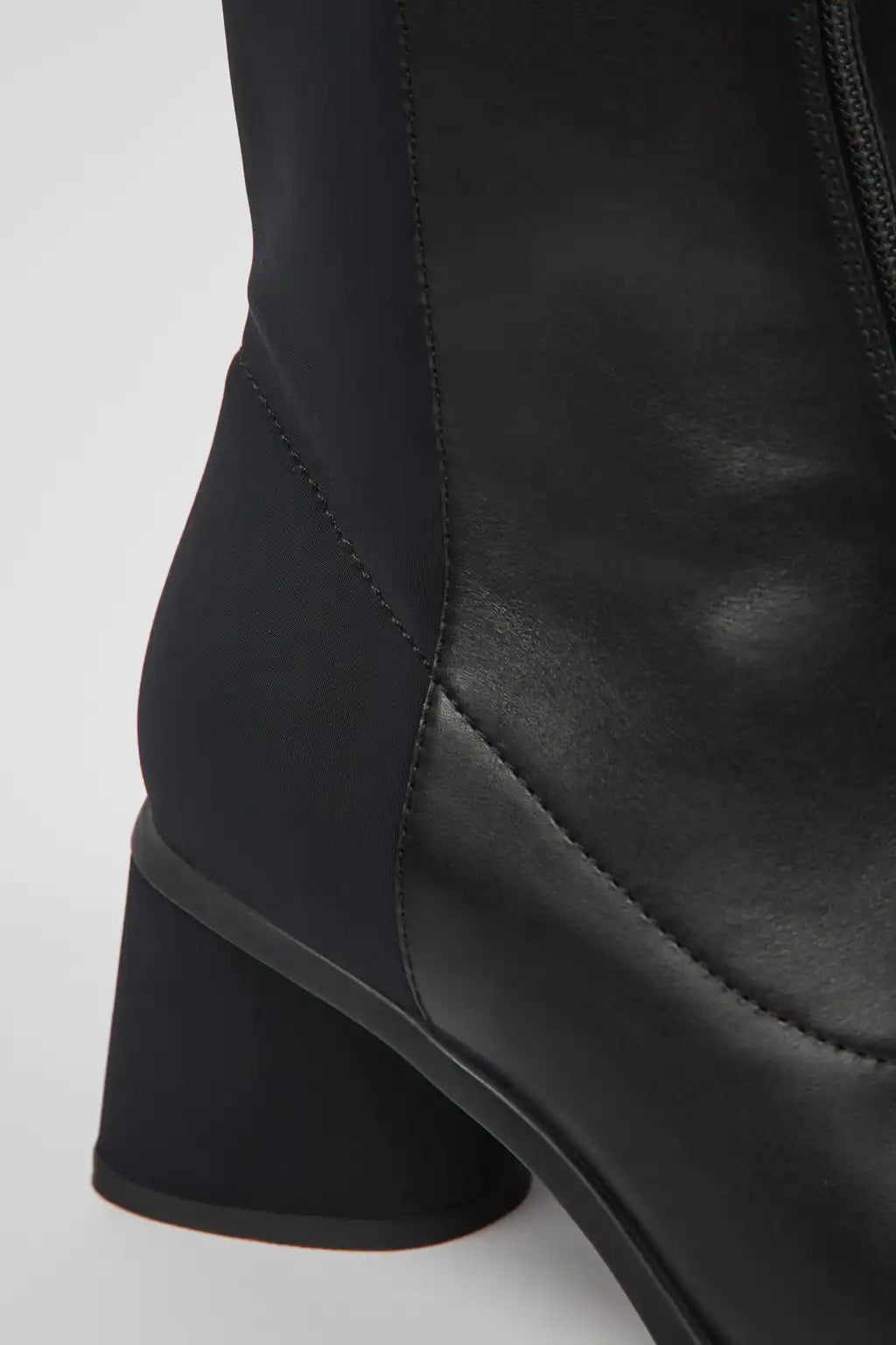 Kiara Black Leather and Textile Ankle Boots for Women.