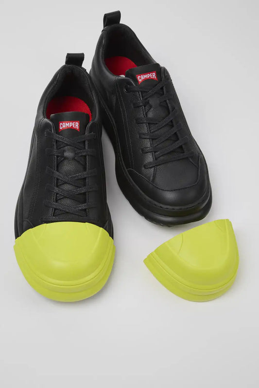 Junction Runner Black Leather Sneakers for Men.