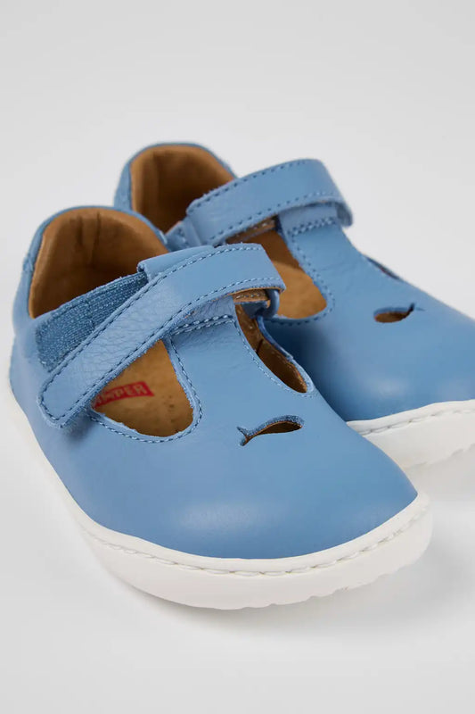 Twins Blue Leather T-Strap Shoe