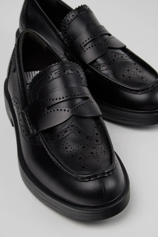 Twins Black Leather Moccasins for Men.
