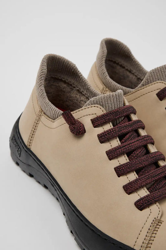 Peu Serra Beige Nubuck and Textile Shoes for Women.