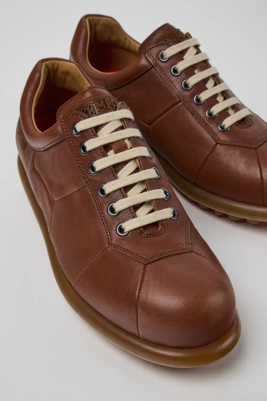 Twins Beige Leather Shoes for Men.