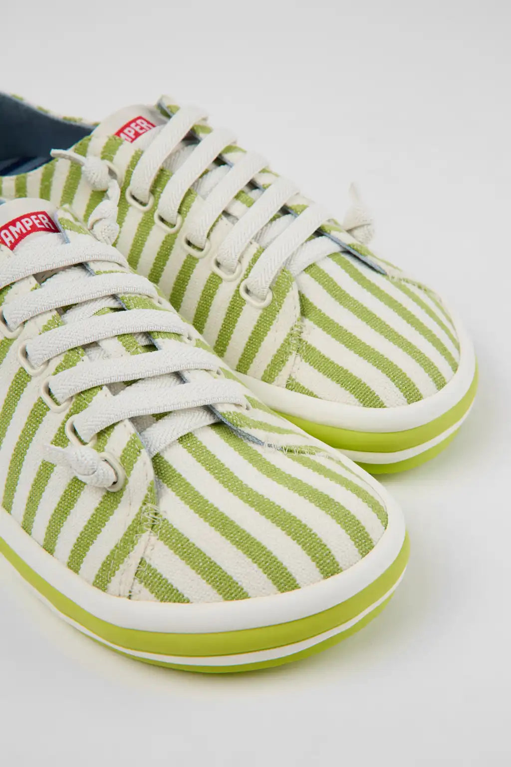 Peu Rambla Green and white textile sneakers for women