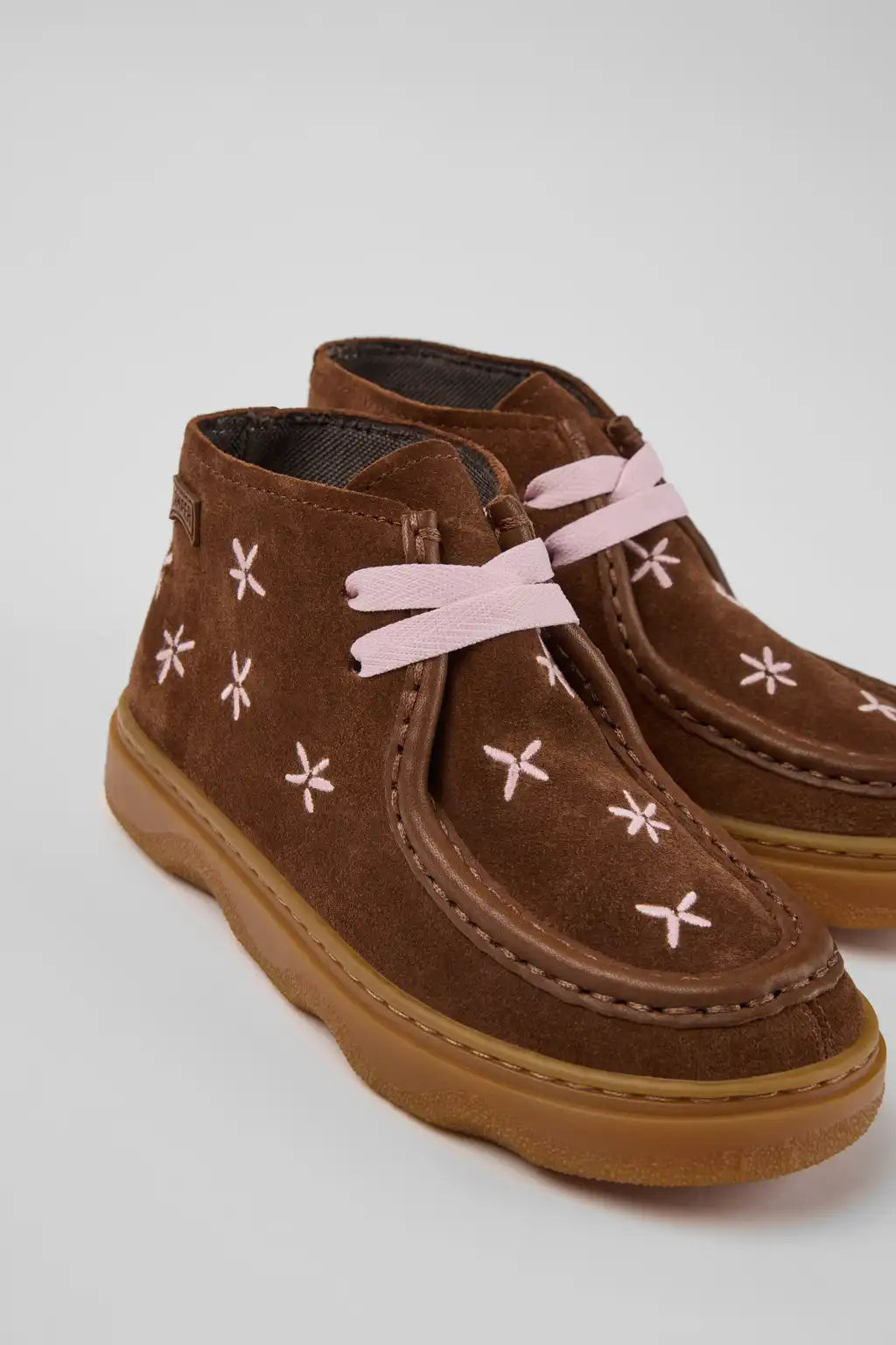Twins Brown Suede and Leather Ankle Boots for Children.