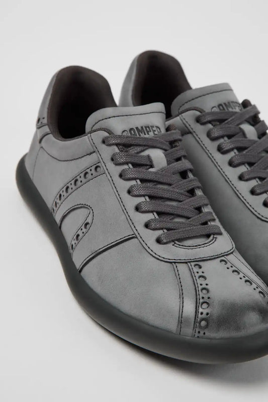 Twins Gray Leather Sneakers for Women.