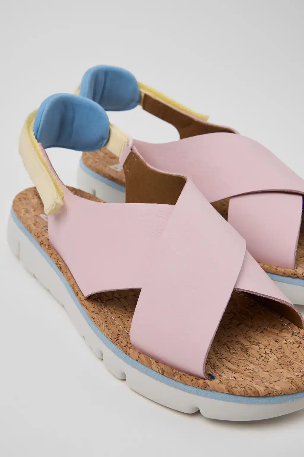 Oruga Black Leather and Textile Sandals for Women.