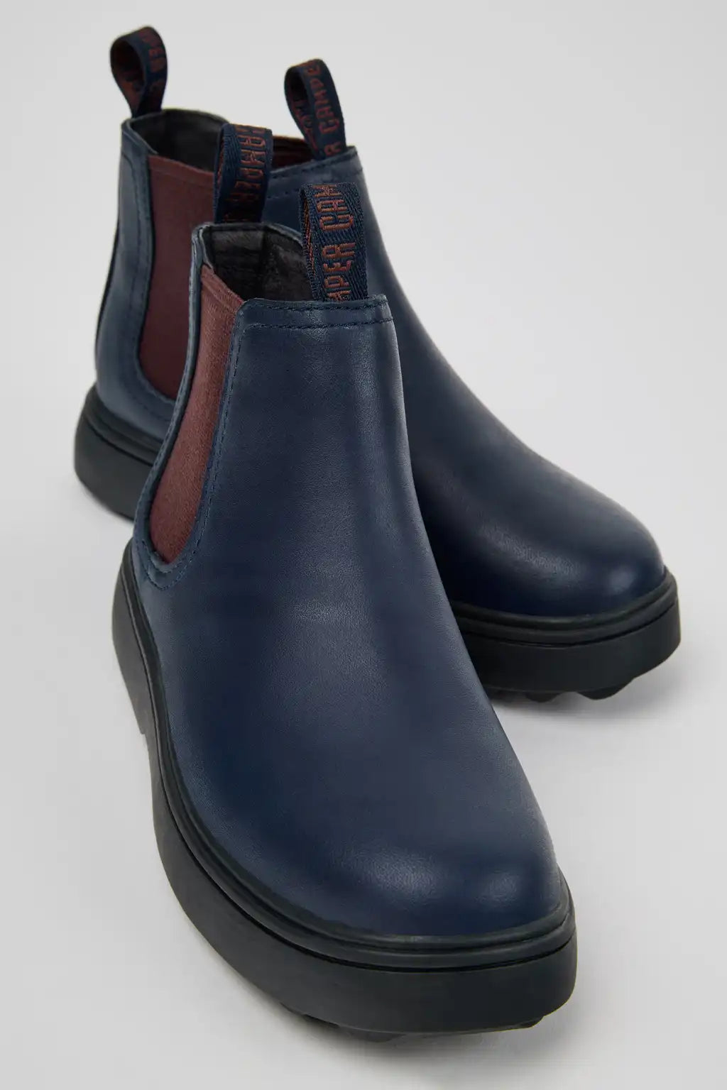 Norte Burgundy Leather Ankle Boots for Children.