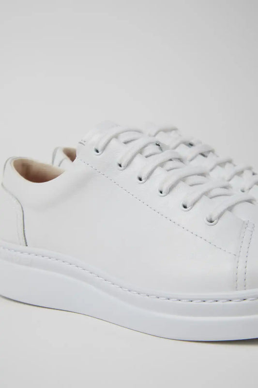 Runner Up White Leather Sneakers for Women.