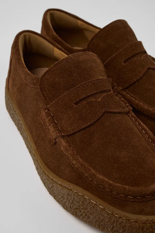 Peu Terreno Brown Suede Moccasins for Men.