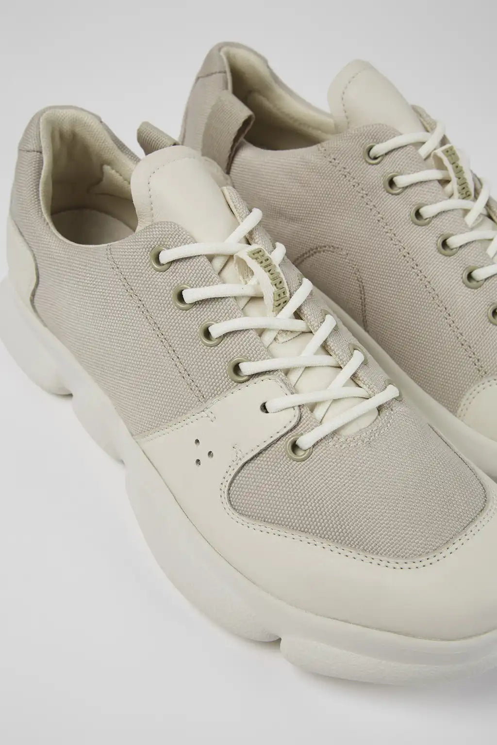 Karst White leather and recycled PET sneakers for men