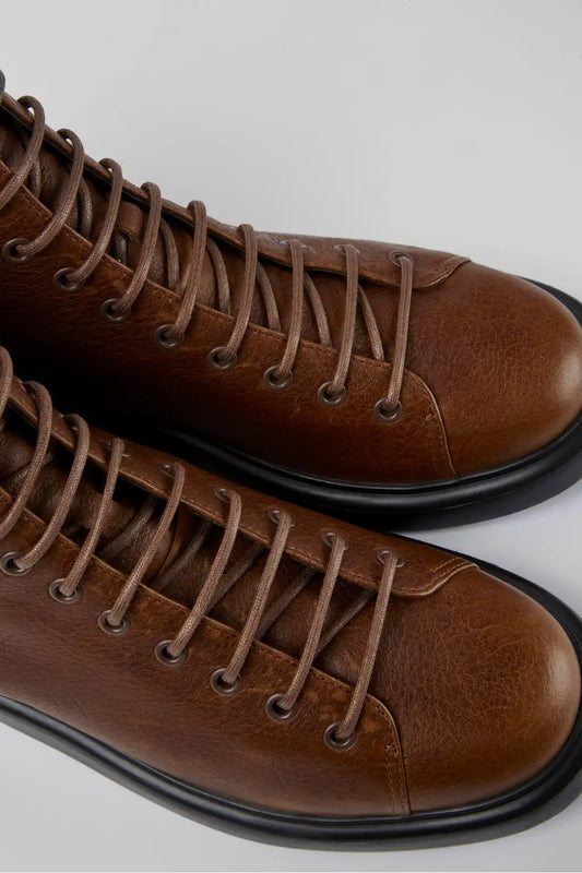 Poligono Brown leather ankle boots for men