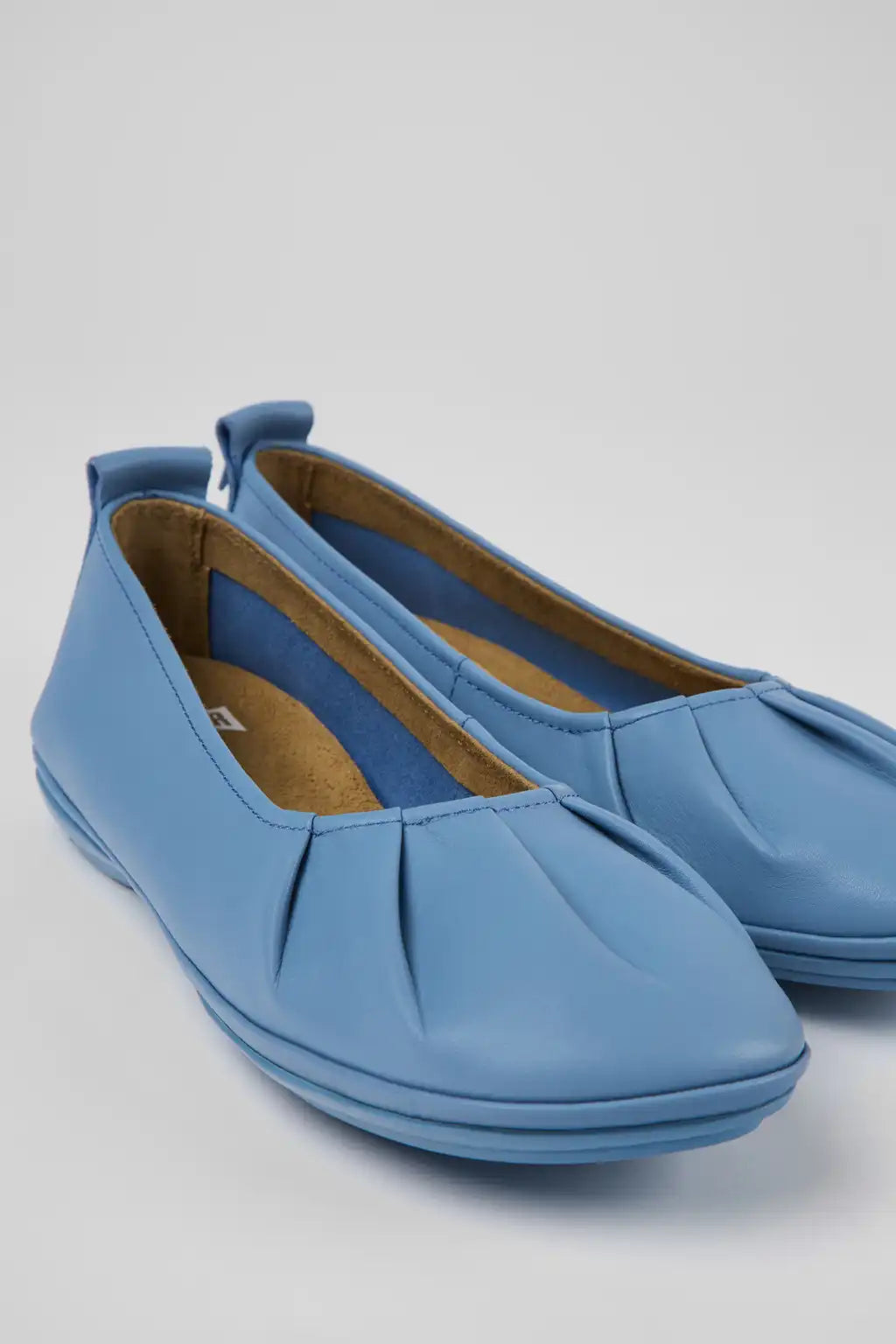 Right Blue leather ballerinas for women