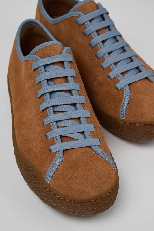 Peu Terreno Brown and Blue Suede and Leather Shoes for Men.