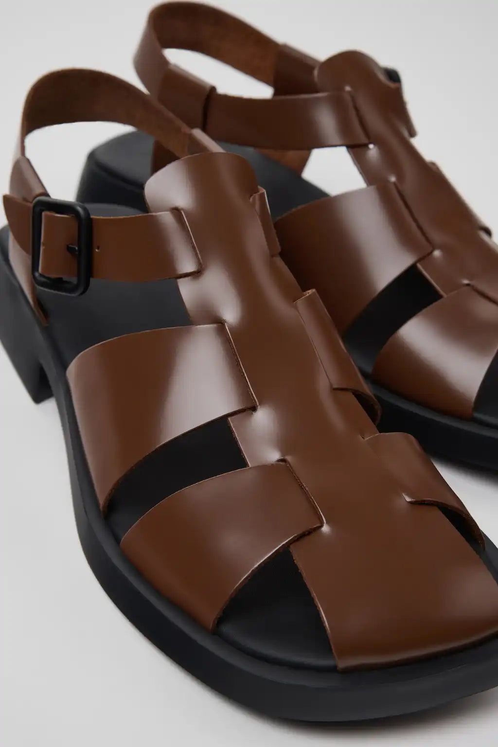 Dana Black Leather Sandals for Women.