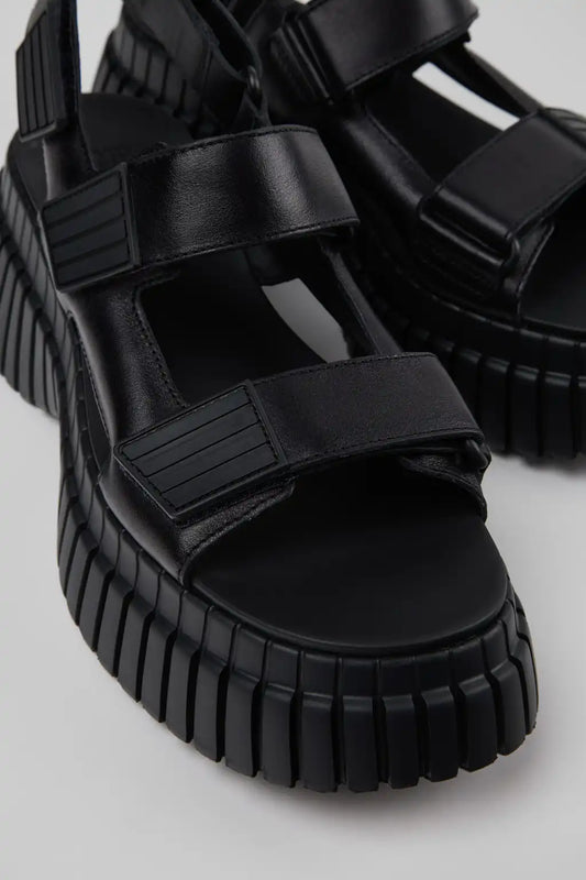BCN Black Leather Sandals for Women.