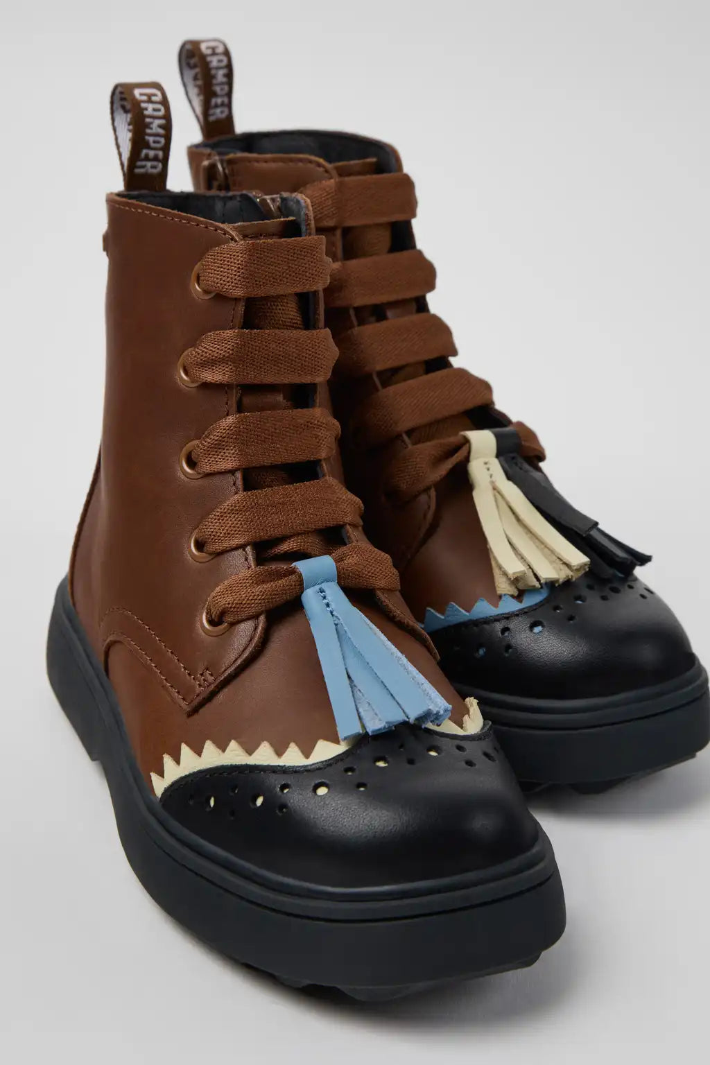 Twins Multicolor Leather Ankle Boots for Children.