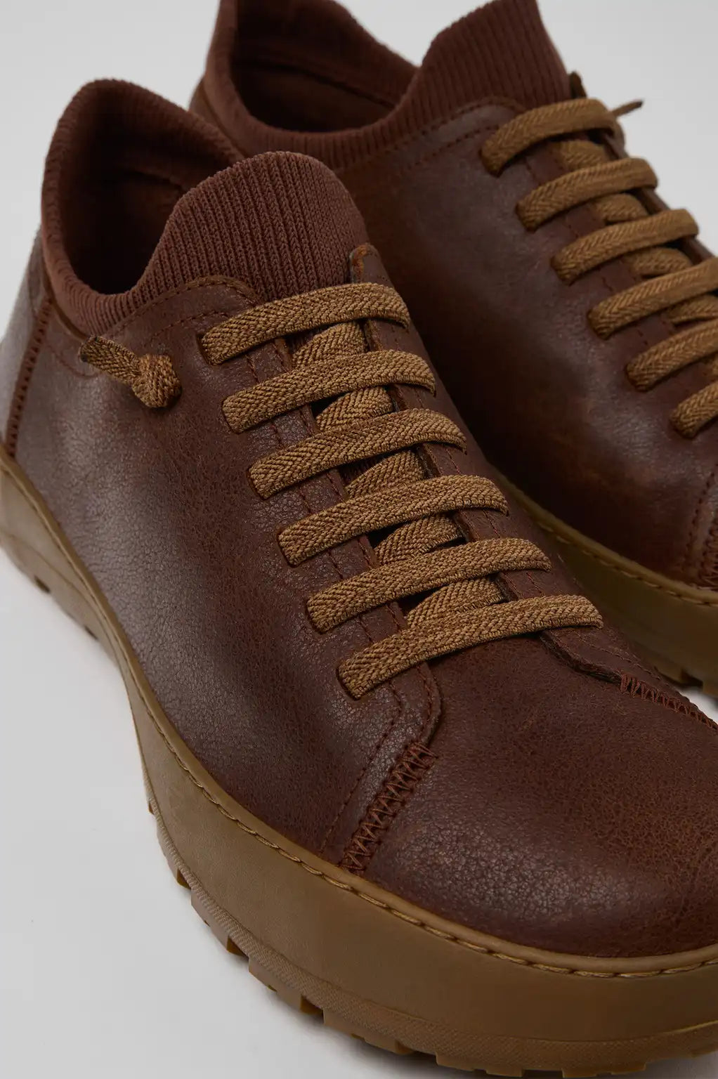 Peu Serra Black and Gray Regenerative Leather and Textile Shoes for Men.