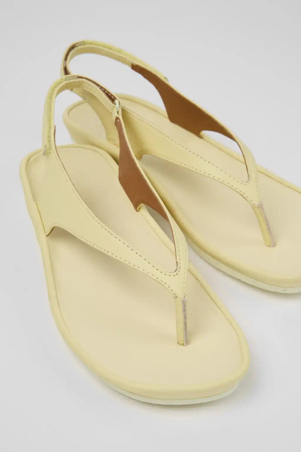 Right Isla Brown Nubuck Leather Sandals for Women.
