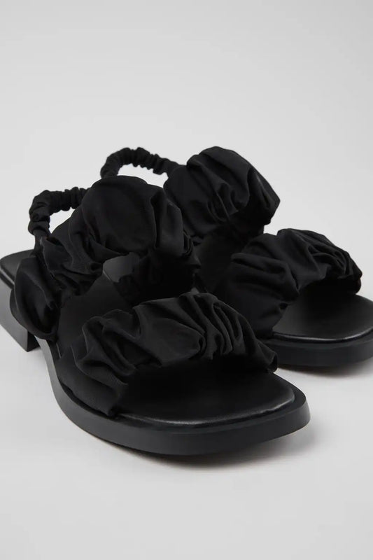 Dana Black Textile Sandals for Women.
