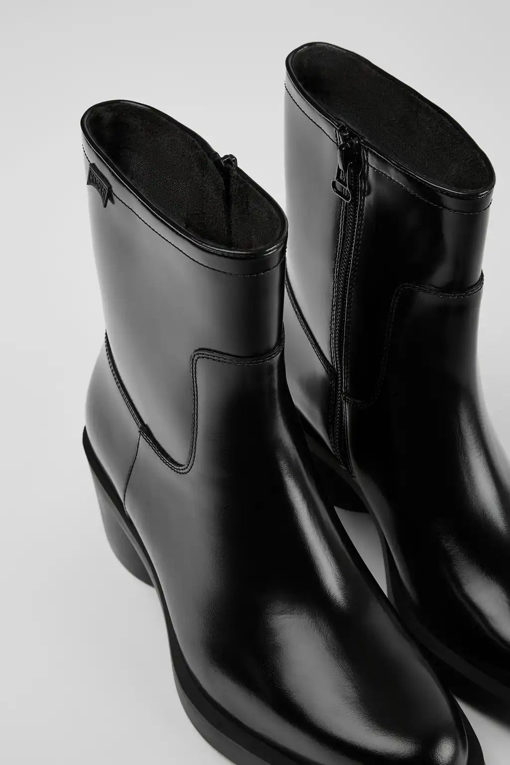 Bonnie Black leather ankle boots for women
