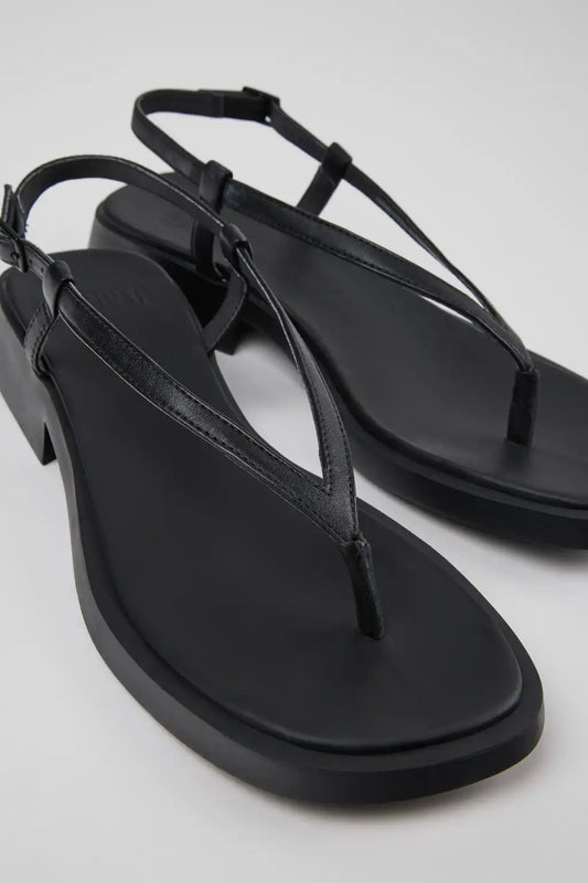 Dana Black Leather Sandals for Women.