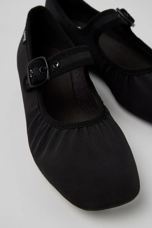 Casi Myra Black Textile Ballerinas for Women.