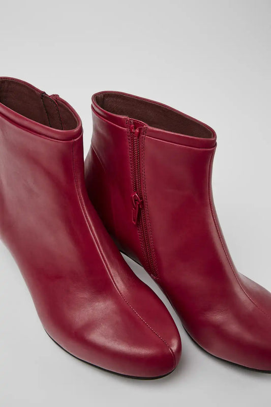 Helena Red Leather Ankle Boots for Women.