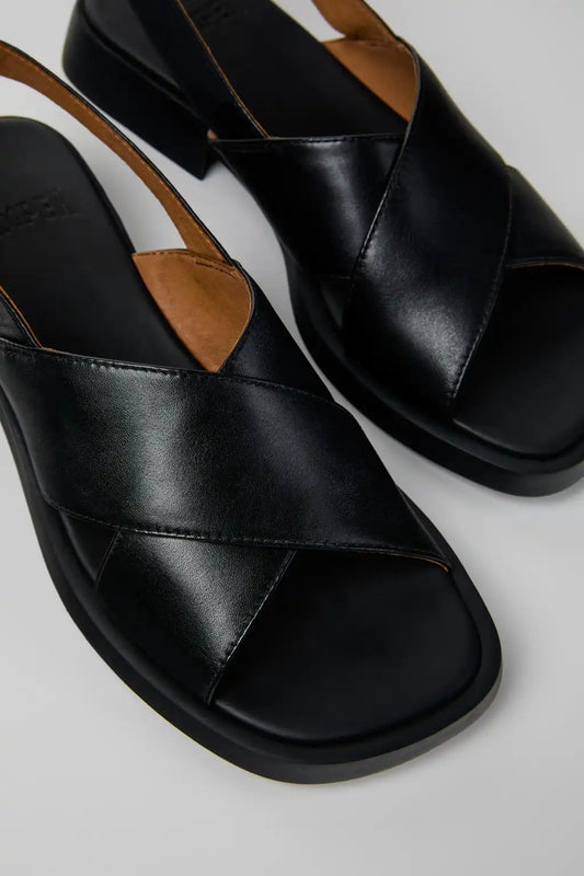 Dana Black Leather Sandals for Women.