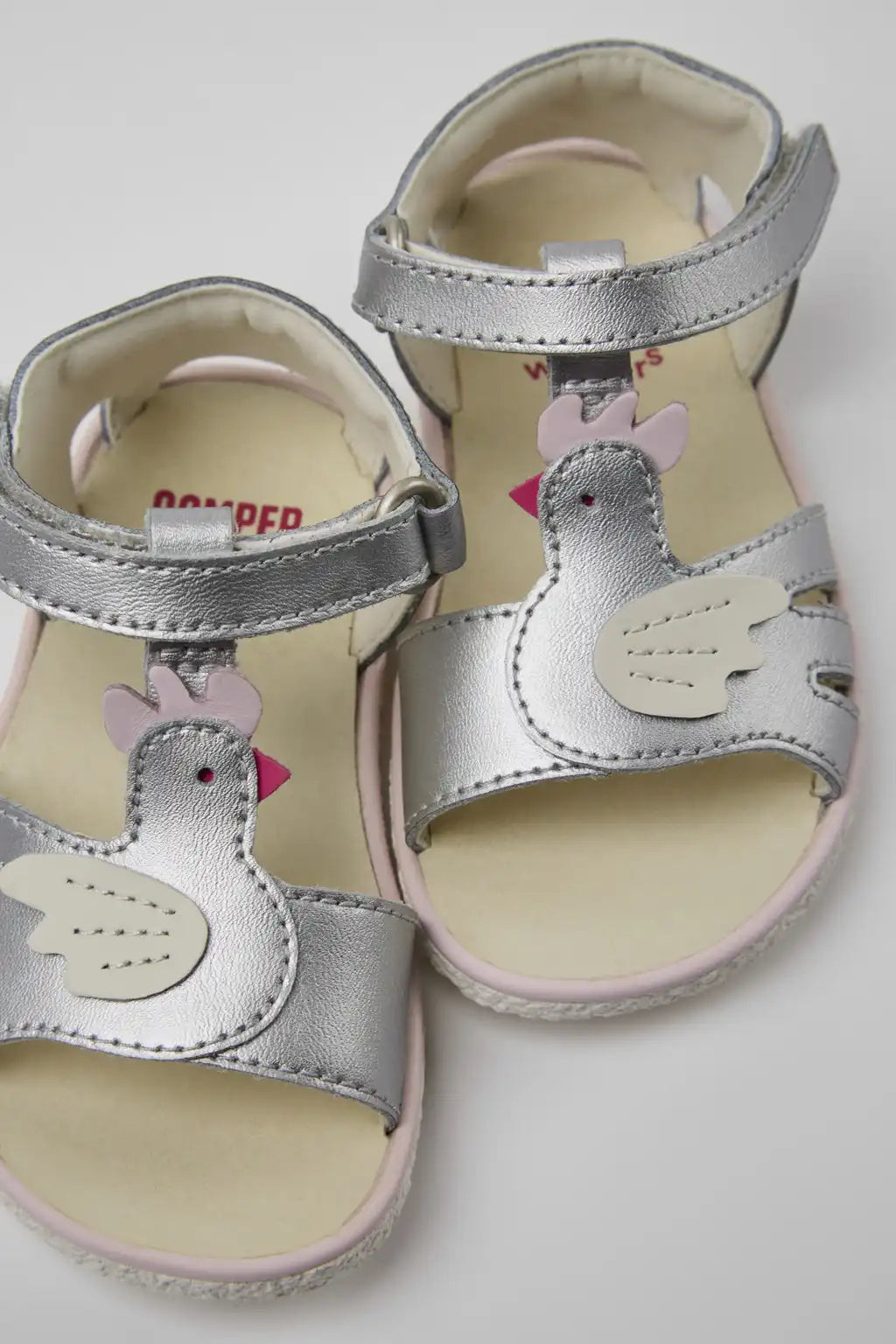 Miko White, pink, and yellow leather sandals